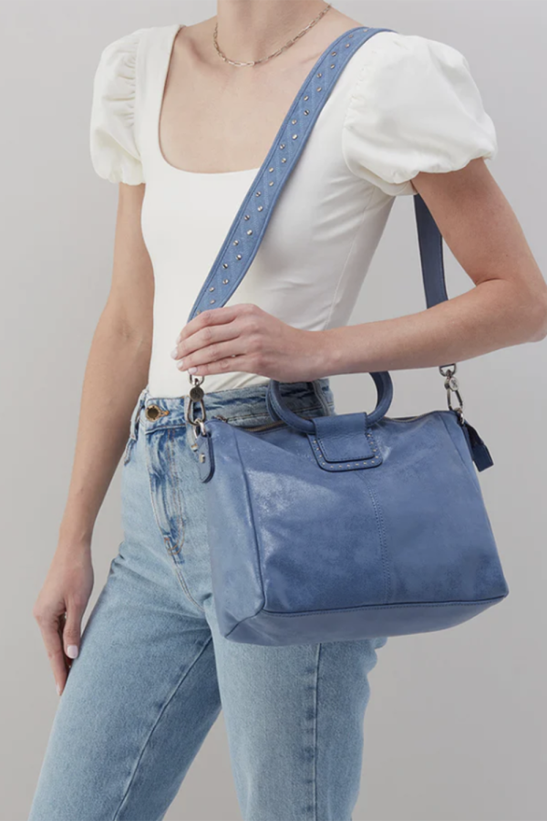 Sheila Medium Satchel - Buffed Hide Azure Cheap