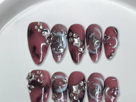 3D Colorful purple Almond Nails-XHS279 Online Sale