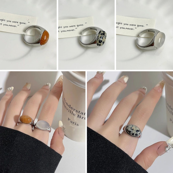 [Blind Box]Vintage Maillard Tiger Eye Natural Stone Adjustable Ring-SS003 Online