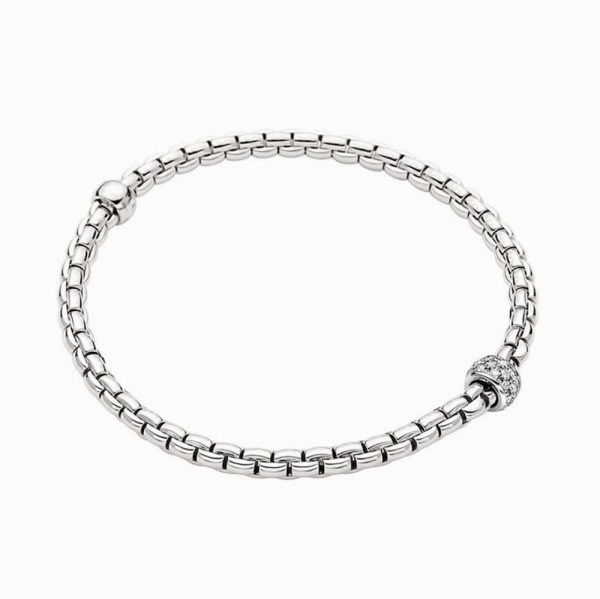 FOPE EKA Tiny Flex It White Gold & Diamond Rondel Bracelet Fashion