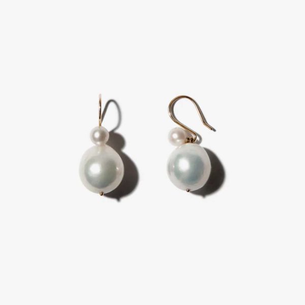 Mizuki Double Pearl Drop Earrings For Sale