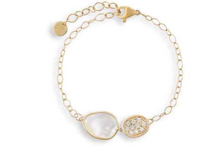 Marco Bicego® Lunaria Collection 18K Yellow Gold and Diamond White Mother of Pearl Bracelet Online now