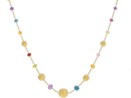 Marco Bicego Africa Color Yellow Gold Mixed Gemstone Station Necklace Hot on Sale