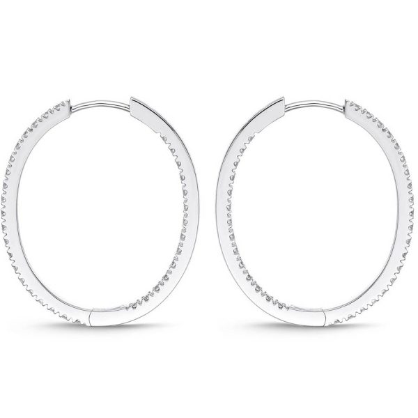 Memoire Oval Diamond Hoops Online Sale