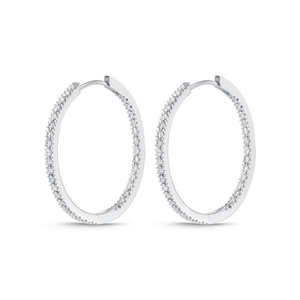 Memoire Oval Diamond Hoops Online Sale