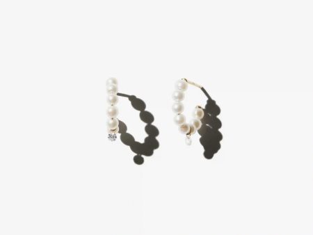 Mizuki Pierced Diamond Pearl Hoops Fashion