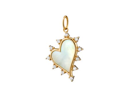 MRK Mother of Pearl Heart Necklace with Diamonds Hot on Sale