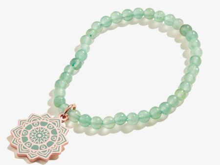 Heart Chakra Charm Stretch Bracelet Shiny Rose Gold Sale