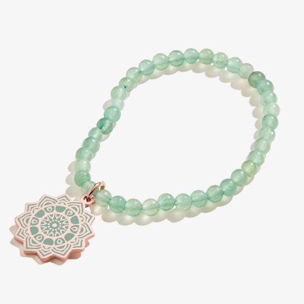 Heart Chakra Charm Stretch Bracelet Shiny Rose Gold Sale