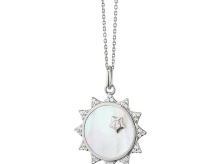 MRK Mother of Pearl Sapphire Sun Charm Necklace For Sale