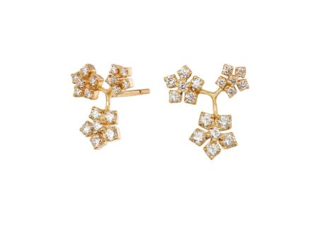 Sethi Couture Enchanted Garden Triple Flower White Diamond Earrings Fashion