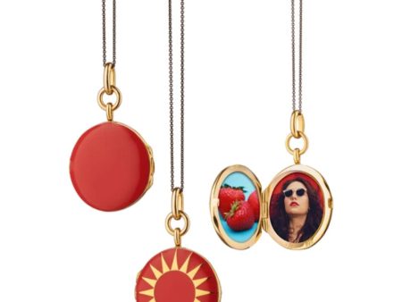 MRK Red Enamel Vermeil Round Locket Online Sale