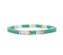 - BLESSED - Morse Code Tila Beaded Bracelet - Treasured Teal on Sale