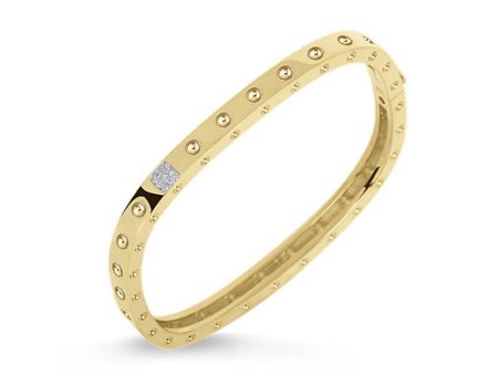 Roberto Coin Gold and Diamond Pois Moi Square Bangle Online