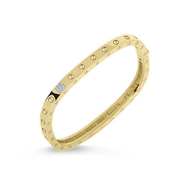 Roberto Coin Gold and Diamond Pois Moi Square Bangle Online