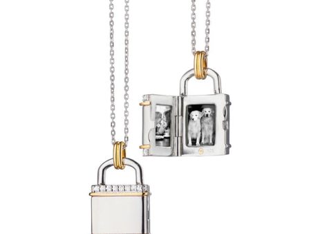 MRK Two-Tone Square  Lock  Inspired Locket Cheap