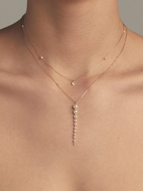 Mizuki Cascading Pearl Drop Necklace For Discount