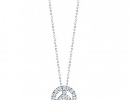 Roberto Coin Tiny Treasures White Gold Diamond Peace Sign Necklace Hot on Sale