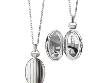 MRK Oval Pinstripe Locket Necklace Online Hot Sale