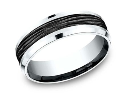 Benchmark 7mm White Gold and Black Titanium Band Online now