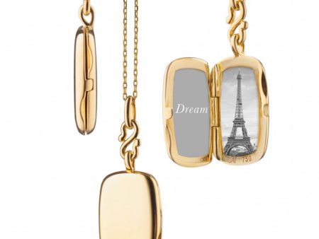 MRK Slim Britt Gold Locket Necklace For Sale